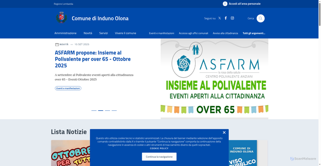 Security scan screenshot of https://www.comune.induno-olona.va.it/