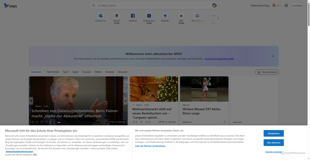 Security scan screenshot of https://windows.msn.com/