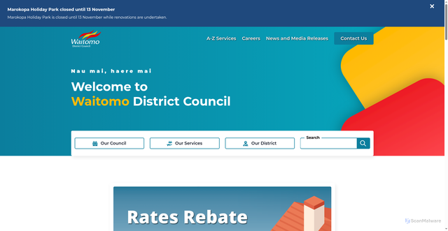 Security scan screenshot of https://www.waitomo.govt.nz/