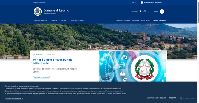 Security scan screenshot of https://www.comune.laurito.sa.it/