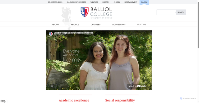 Security scan screenshot of http://www.balliol.ox.ac.uk