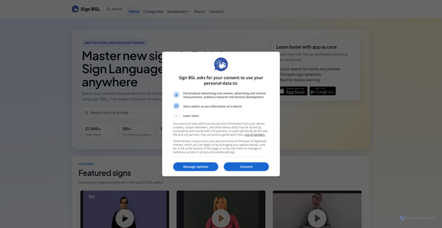 Security scan screenshot of https://signbsl.com