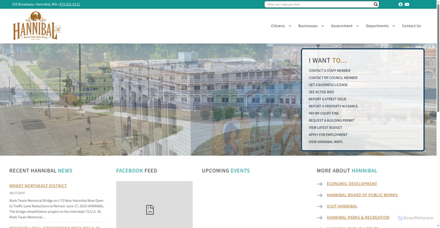 Security scan screenshot of https://hannibal-mo.gov/