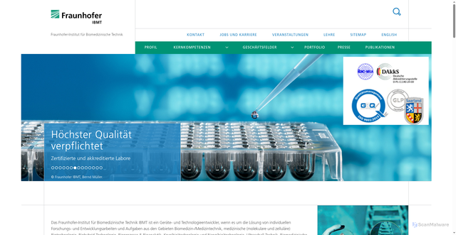 Security scan screenshot of https://www.ibmt.fraunhofer.de/