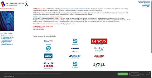 Security scan screenshot of https://www.sct-systems.com