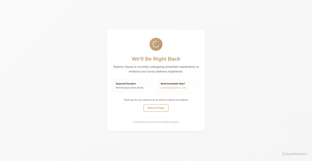 Security scan screenshot of https://sophronsauna.com/