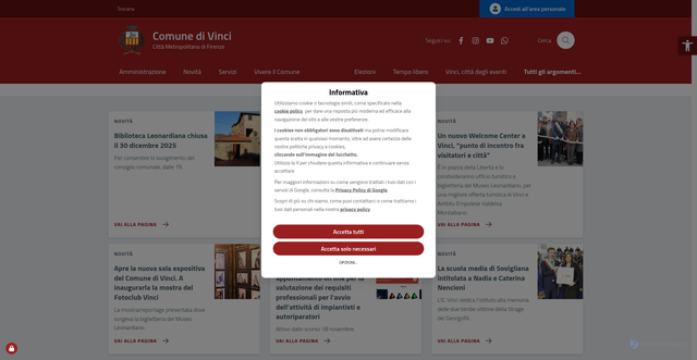 Security scan screenshot of https://www.comune.vinci.fi.it/