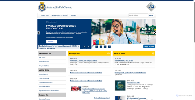 Security scan screenshot of https://salerno.aci.it/