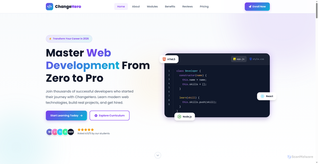 Security scan screenshot of https://changeherocc.pages.dev/index.html