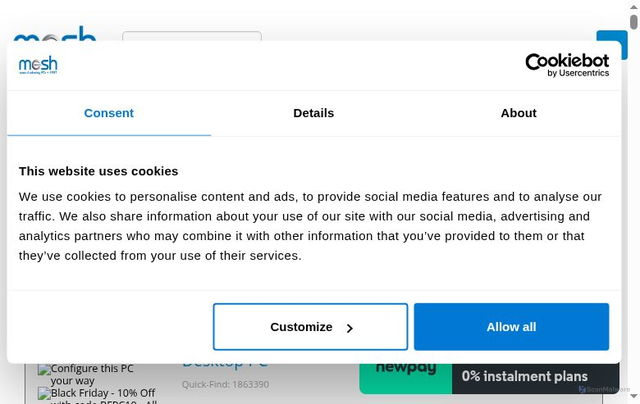 Security scan screenshot of https://www.meshcomputers.com/category/special-offers-desktops/