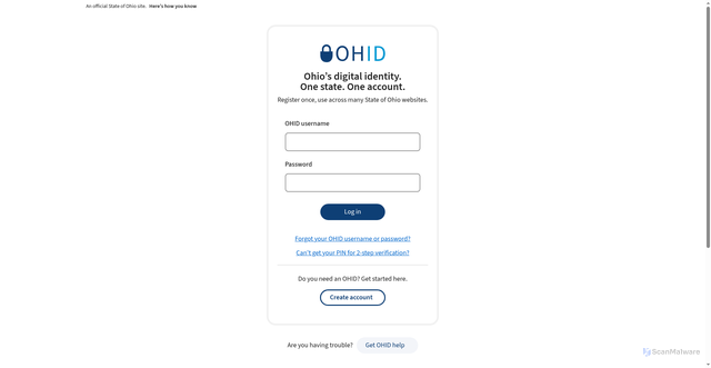 Security scan screenshot of https://ohid.ohio.gov/wps/myportal/gov/myohio/