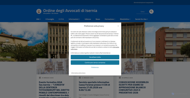 Security scan screenshot of https://www.ordineavvocatiisernia.it