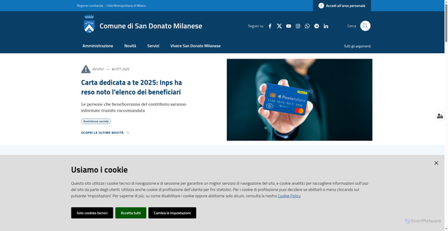 Security scan screenshot of https://www.comune.sandonatomilanese.mi.it/