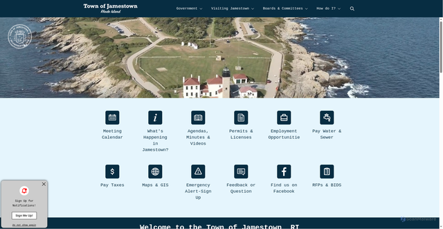 Security scan screenshot of https://jamestownri.gov/