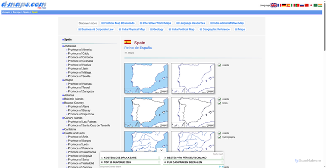 Security scan screenshot of https://www.d-maps.com/pays.php?num_pay=190&lang=en