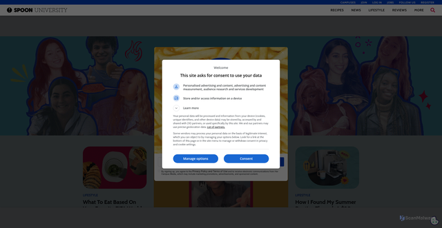 Security scan screenshot of https://spoonuniversity.com