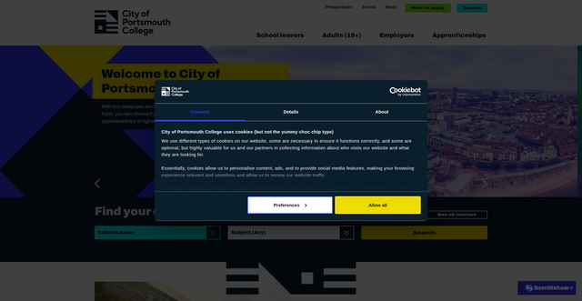 Security scan screenshot of https://www.city-of-portsmouth-college.ac.uk/