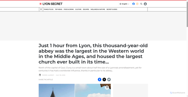 Security scan screenshot of https://lyonsecret.com/en/cluny-abbey-medieval-town/