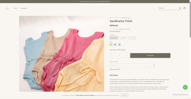 Security scan screenshot of https://rodadealgodao.com.br/produtos/jardineira-trico/