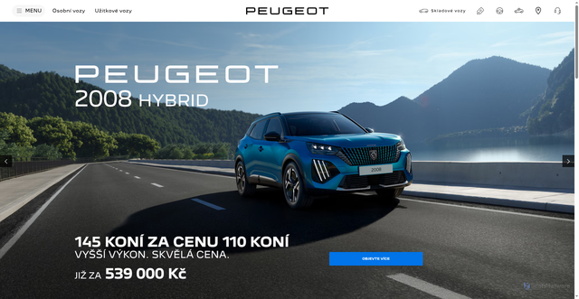 Security scan screenshot of https://peugeot.cz