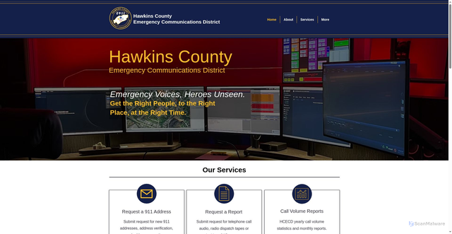 Security scan screenshot of https://www.hawkinscounty911.org/