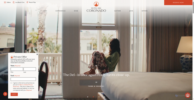 Security scan screenshot of https://www.hoteldel.com/