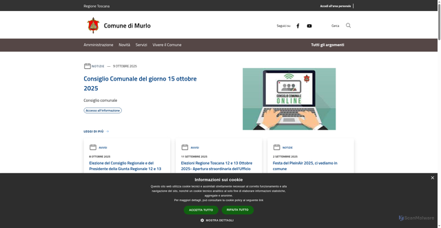 Security scan screenshot of https://www.comune.murlo.siena.it/it