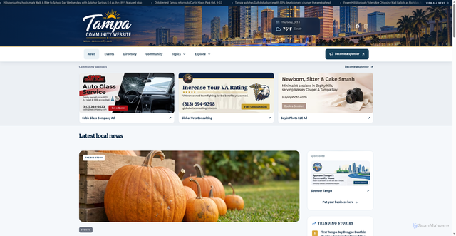 Security scan screenshot of https://tampa-community.com/