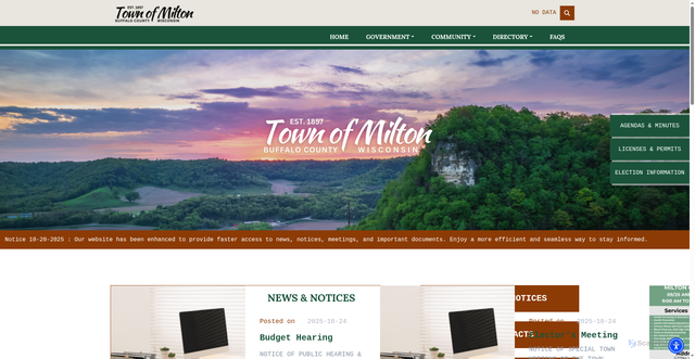 Security scan screenshot of https://townofmiltonwi.gov/