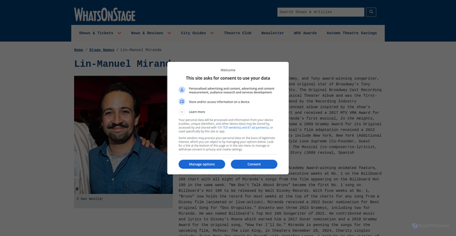 Security scan screenshot of https://www.whatsonstage.com/stage-names/lin-manuel-miranda