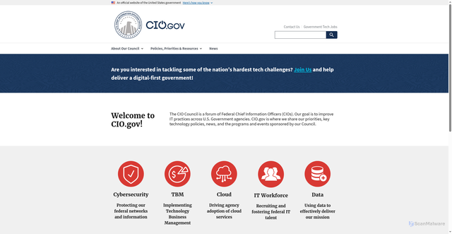 Security scan screenshot of https://www.cio.gov/