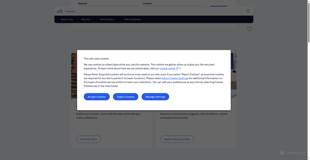 Security scan screenshot of https://jobs.citi.com/