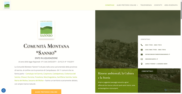 Security scan screenshot of https://www.comunitamontanasannio.it