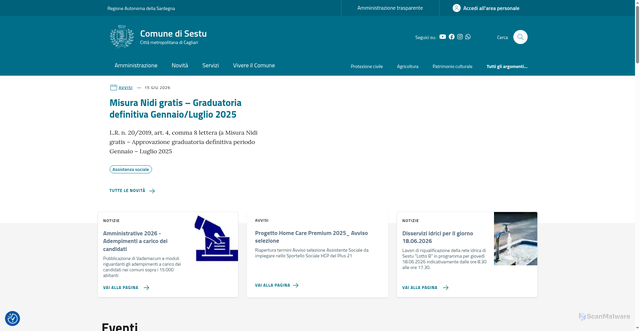 Security scan screenshot of https://www.comune.sestu.ca.it