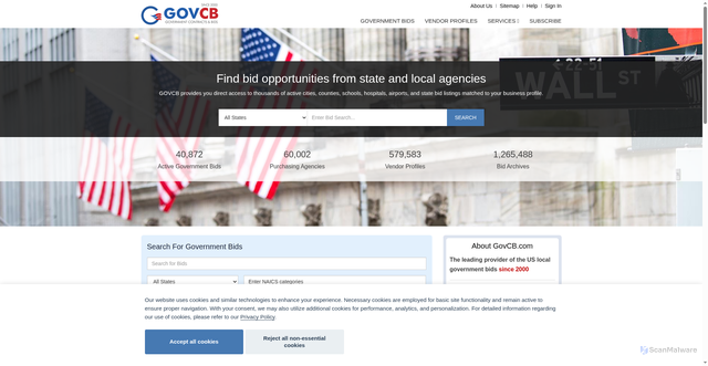 Security scan screenshot of https://govcb.com
