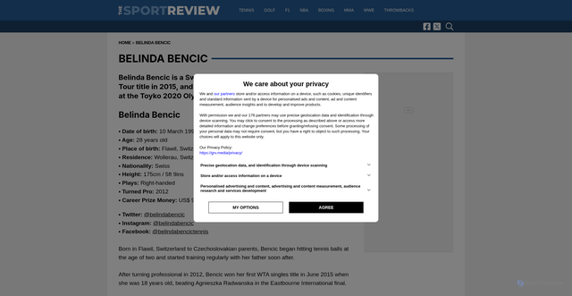 Security scan screenshot of https://www.thesportreview.com/biography/belinda-bencic/