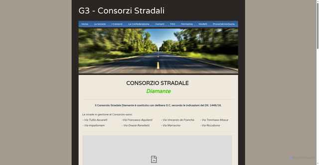 Security scan screenshot of http://www.consorzistradali.it/diamante.html