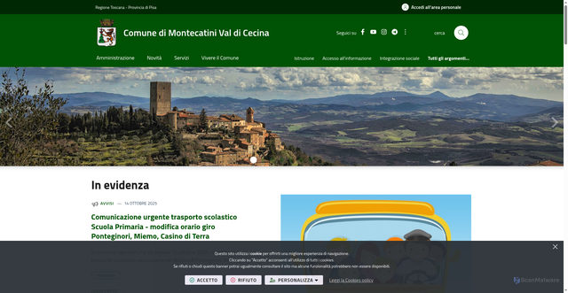 Security scan screenshot of https://www.comune.montecatini.pi.it/it-it/home