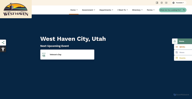 Security scan screenshot of https://westhavenut.gov/