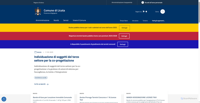 Security scan screenshot of https://comune.licata.ag.it/