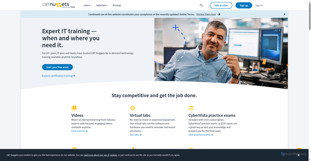 Security scan screenshot of https://www.cbtnuggets.com/