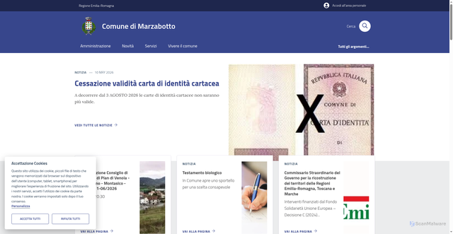 Security scan screenshot of https://www.comune.marzabotto.bo.it