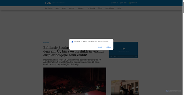 Security scan screenshot of https://t24.com.tr/haber/istanbul-da-hissedilen-bir-deprem-oldu,1270874