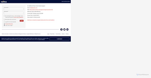 Security scan screenshot of https://vfax.nextiva.com