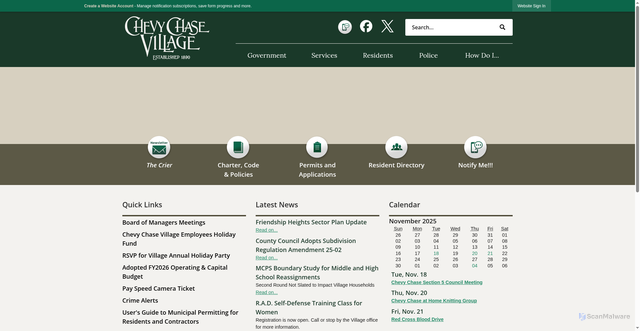 Security scan screenshot of https://chevychasevillagemd.gov/