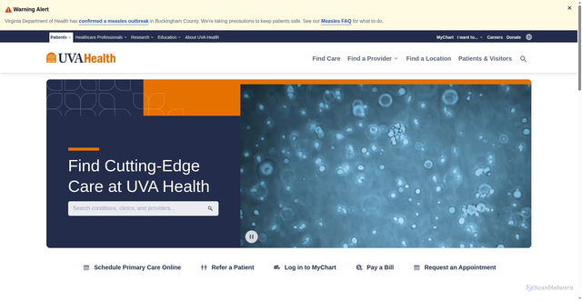 Security scan screenshot of https://uvahealth.com
