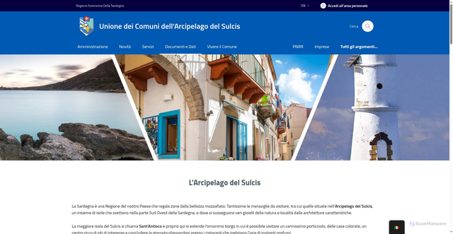 Security scan screenshot of https://www.unionecomuniarcipelagodelsulcis.it/