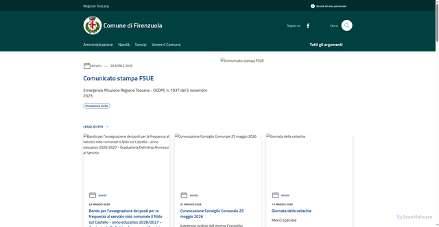 Security scan screenshot of https://www.comune.firenzuola.fi.it