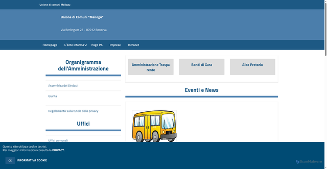 Security scan screenshot of https://www.unionecomunimeilogu.it