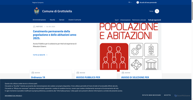 Security scan screenshot of https://www.comune.grottolella.av.it/